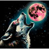 Wolf heult zum Vollmond