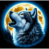 Wolf heult zum Vollmond
