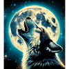 Wolf heult zum Vollmond