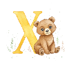 X og Teddy Bear akvarelmaleri