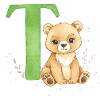 Teddy mit grünem Buchstaben T