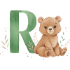 Bear with Letter R Illustration