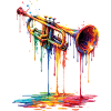 Trumpet with dripping paint