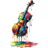 Violin with dripping paint