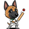 German Shepherd Cricket Cartoon Player