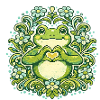 Grünes Froschherz in Blumenmandala