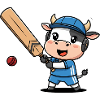 Cute Cricket Cow Cartoon Player Kid