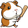 Funny guinea pig with bat cartoon
