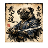 Samurai Pug Japanese Calligraphy Artwork