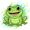 Cheerful Frog Splash Cartoon