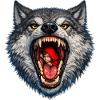 Wolfskopf mit Rotkäppchen