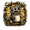 Coffee Scratching Raccoon