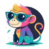 Rainbow Monkey with Glasses