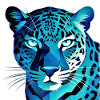 Fluorescent Geometric Blue Leopard