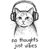 Cat with Headphones: No Thoughts Vibes