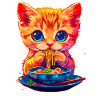 Cute cat motif with noodles