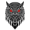 Hibou Grand-Duc Totem Yeux Rouges