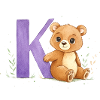 Ours aquarelle avec la lettre K
