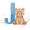 J und Teddy Bär Aquarell-Design