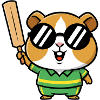 Cool hamster with cricket bat