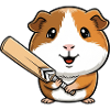 Cavia carina con mazza da cricket