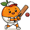 Sjov appelsin, der spiller cricket
