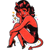 Crimson Devil Girl Crying Illustration