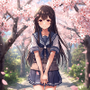 Kirschblüten Schulmädchen