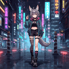 Neon Stadt Katzengirl