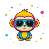Cute Neon Monkey Blue Glasses