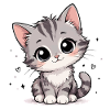 Cute Gray Kitten Cartoon
