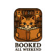 Reading cat on the bookshelf