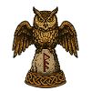 Owl on runestone with knotwerk