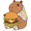 Kawaii  Capybara Eating a Burger – Cozy Foodie Art