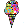 Buntes Blüten-Eisdesign Eiscreme Retro 60er