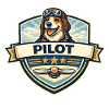 Dog Pilot Badge Cartoon