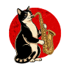 Jazz Cat Saxophone Illustration