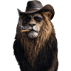 Lion with hat, sunglasses and cigars