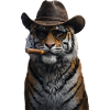 Cowboy-Tiger mit Zigarre