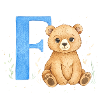 Watercolor Bear with Letter F