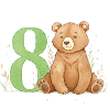 Ours aquarelle avec le numéro 8