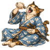 Samurai-Katzen-Sake im japanischen Ukiyo-e-Stil