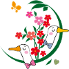 Geese with flowers
