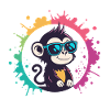 Monkey Splash Circle Blue Glasses