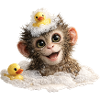Badezeit-Affenchen mit Badeente