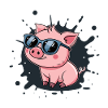 Cooles Schwein mit Brille auf Spritzer