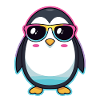 Chic Penguin in Rainbow Glasses