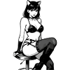 Sexet anime Catgirl – Sort-hvid manga-stil