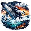 Evening Sea Whale Jump Fantasy