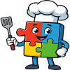 Puzzle Piece Chef Maskottchen